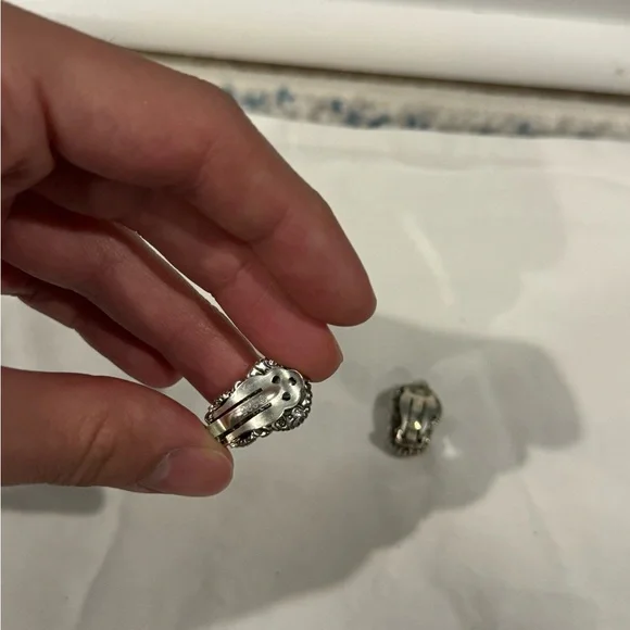 Stephen Dweck Sterling Silver Red Faceted Stone Drop Ear Clips 925 Sterling - Picture 4 of 5